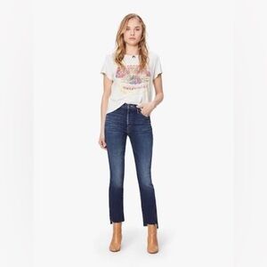 MOTHER The Insider Crop Step Fray Blue Jeans in Sweet and Sassy Size 27